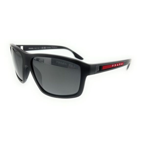 Prada Linea Rossa 0PS 02XS UFK07H Grey Rubber Rectangular Polarized Sunglasses - Picture 1 of 5
